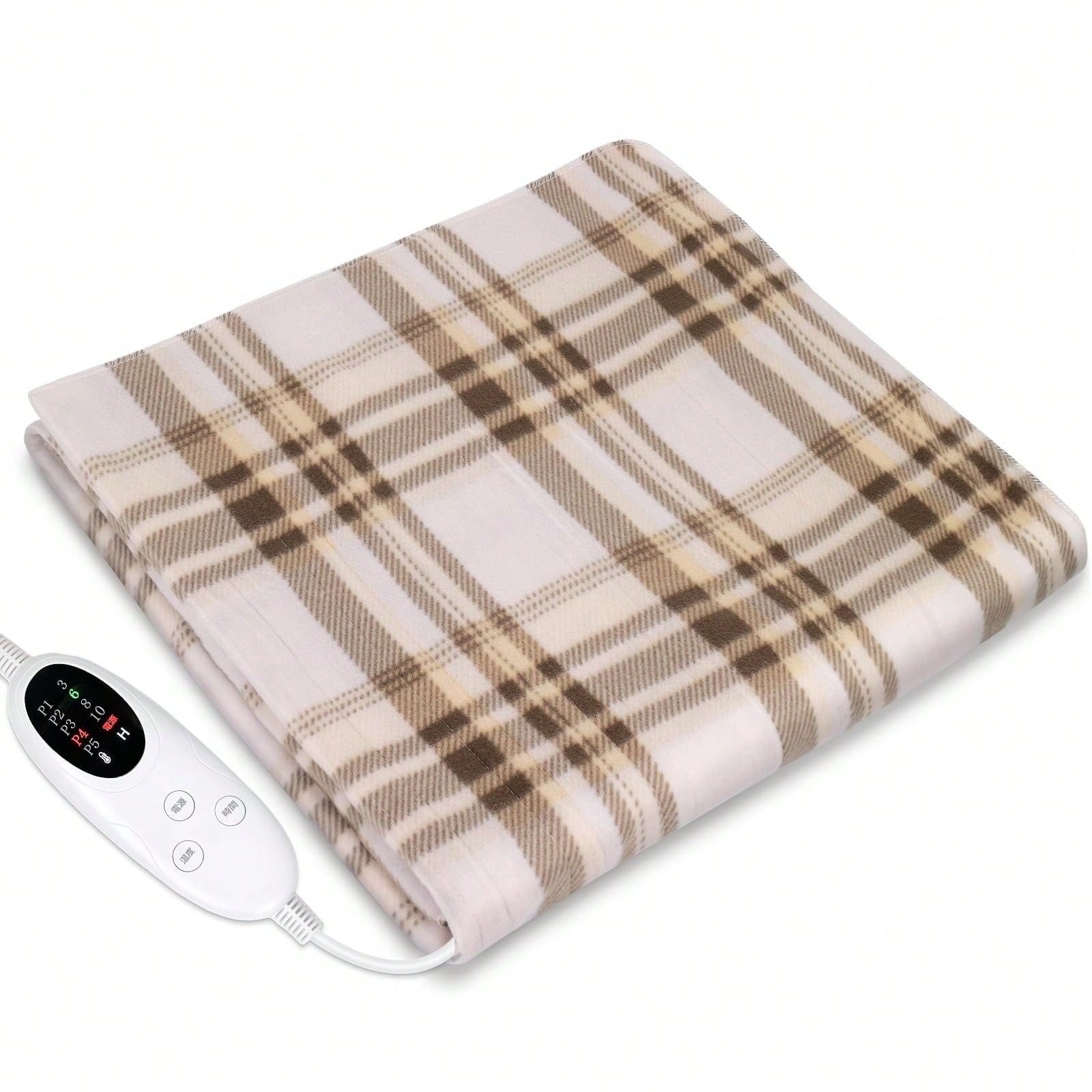 電気毛布 掛け敷き兼用 160×120cm チェック柄 4段階温度調節 5段階タイマー付き 洗える フランネル素材 暖房器具 節電対策 自動オフ機能付き 冬用 ブランケット 省エネ 寝室用 ソファ用