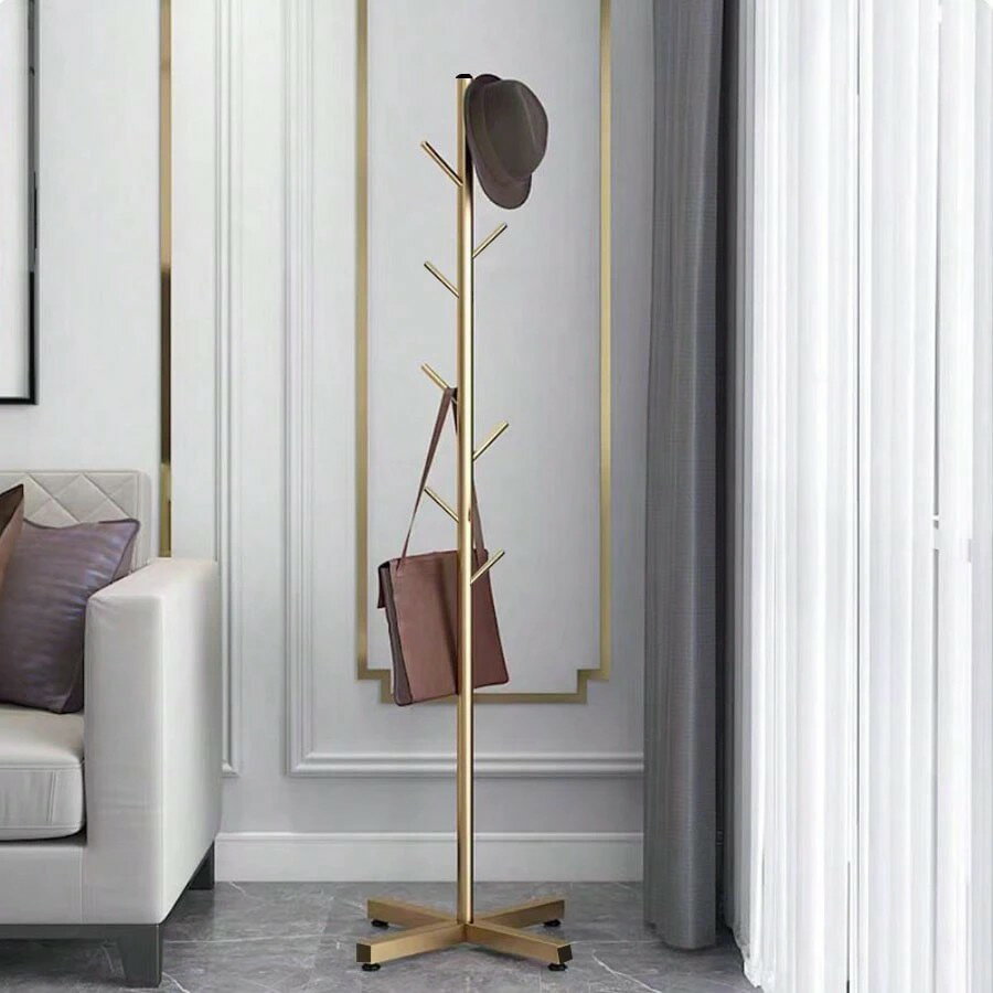 メタルコートラック 自立式 7フック コート ジャケットスタンド ハンガーホルダー ブラック コート ツリー コーナーラックスタンド 玄関 寝室 オフィス オーガナイザー コート 帽子 服 ハンドバッグ 傘用