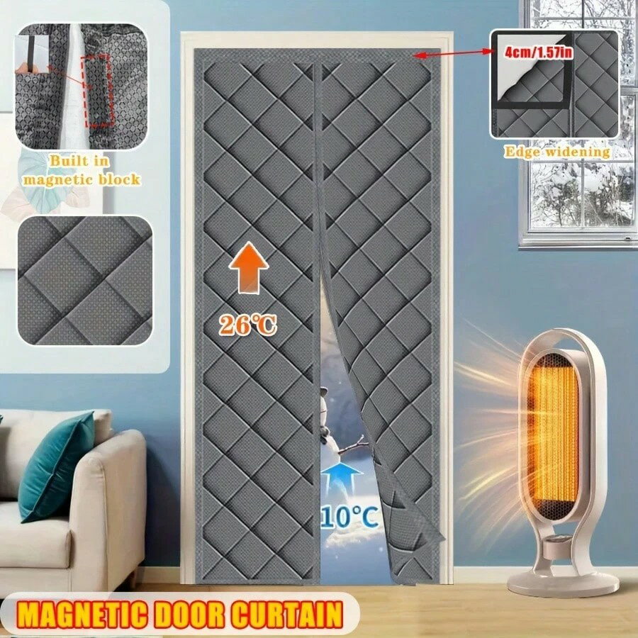 磁気式 断熱 ドアカーテン 保温 省エネ 暖房効率アップ 厚手 キルティング 防寒 すきま風対策 冬用 マグネット式 開閉 自動で閉まる 取り付け簡単 室内カーテン 冷気遮断