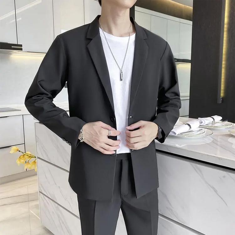 カジュアルスーツ メンズ セットアップ ゆったり メンズスーツ テーラード ジャケット パンツ 2点セット オーバーサイズ 男性用 セレモニースーツ 結婚式 パーティー 二次会 通勤 オフィスカジュアル 無地 黒 ブラック グレー 二つボタン 韓国風 おしゃれ 【送無】