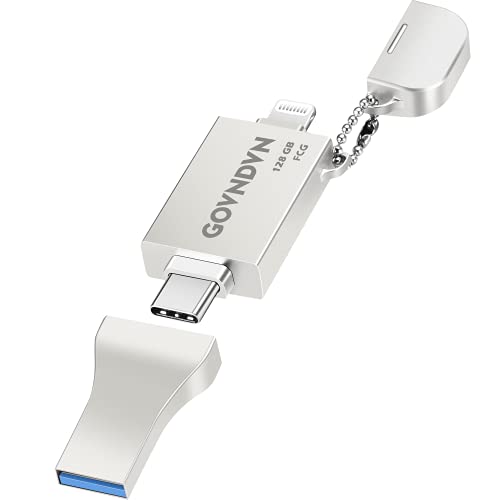 Apple MFi 認証 iPhone USB メモリ128GB iPhone USBフラッシュドライブ iOS 13/14/15 対応 3-IN-1 Ligh..