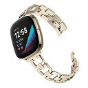 JOYOZY トップステンレススチールバンド Fitbit Versa 3 Fitbit Sense スマートウォッチ対応 シックなDリンクメタルリストバンドア...