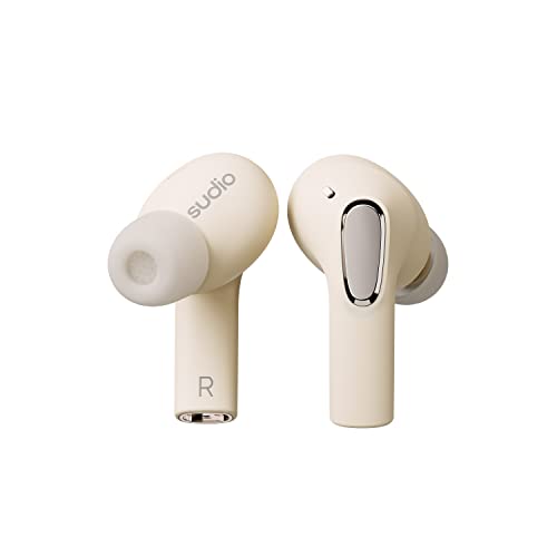 楽天ネコサン商店国内正規品 SUDIO E2 （クリーム） ワイヤレスイヤホン Bluetooth5.2 iOS Android 対応 ハイブリッドアクティブノイズキャンセリング機能 ANC IPX4レベル 防水設計 北欧デザイン SDGs サステナブル ギフト