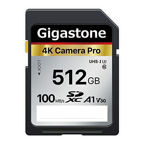 Gigastone SDJ[h 512GB [J[h? A1 V30 U3 Class 10 SDXC  4K UHD Full HD rfI Canon Nikon Ȃ fW^J ჌tΉ ~jP[X1t