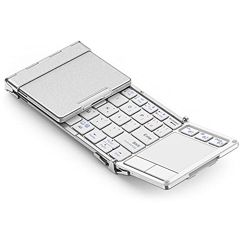 iClever Bluetooth ワイヤレス キーボード 折り畳み モバイルキーボード タッチパッド付き マルチペアリング ブルートゥース5.1 USB ipad ミニキーボード コンパクト アルミ製 Windows/Android/iOS/Mac