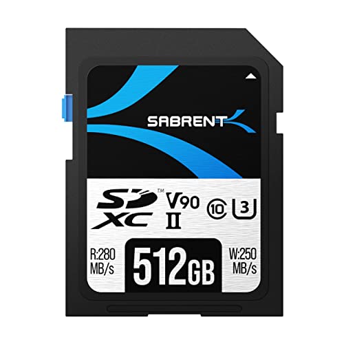 SABRENT SDカード 512GB SDカード V90 メモリーカード UHS-IIメモリーカード 280MB/秒の高速転送 キヤノン 富士フイルム パナソニック ニコン その他のあらゆるUHS-IIカメラと互換性あり SD-TL90-512GB