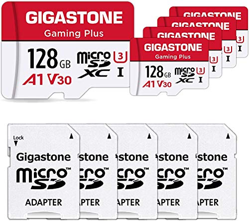 Nintendo Switch動作確認済 Gigastone マイクロsdカード 128GB 5枚セット 転送速度100MB/S 高速 Full HD 4K UHD動画, UHS-I A1 V30 U3 C10国内正規品
