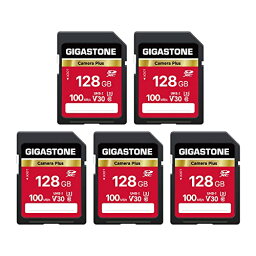 Gigastone 128GB Camera Plus SDカード 5枚セット UHS-I U1 Class 10 SDXC メモリーカード 高速 フルHD ビデオ デジタルカメラ SD card Full HD ミニケース5個付き