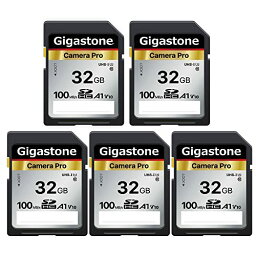 Gigastone SDカード 32GB 5枚セット, 高速 フルHD ビデオ SDHC メモリーカード 32GB 5-Pack, Full HD デジタルカメラ, UHS-I U1 Class 10 ミニケース5個付き