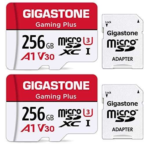 Gigastone マイクロsdカード 256GB 2個セット, 2 SDアダプタ付き, 2 ミニ収納ケース付き, 4K UHD動画 100MB/S 高速 MicroSDXC, UHS-I A1 V30 U1 Class 10