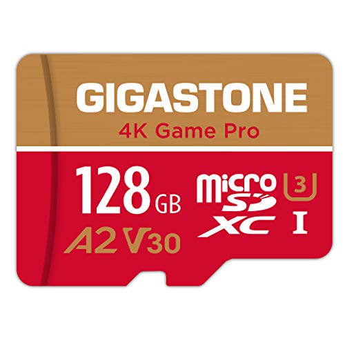 5年保証 Gigastone マイクロSDカード 128GB A2 V30 UHS-I U3 Class 10 100/50 MB/S 高速 Gopro アクションカメラ スポーツカメラ 4K Ultra HD 動画 SD変換アダプタ付き ミニ収納
