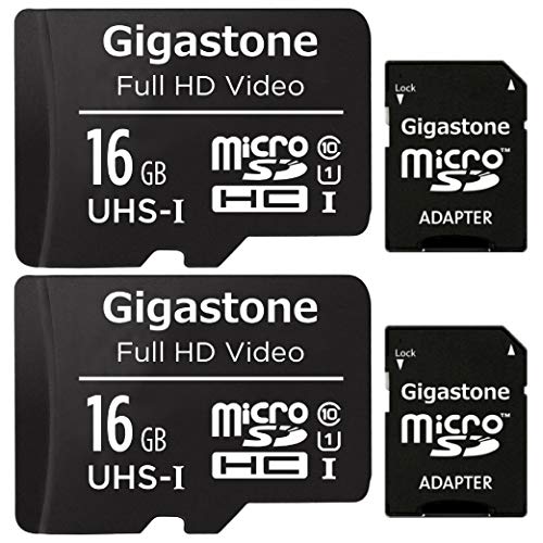 Gigastone マイクロSDカード 16GB 2個セット SDアダプタ付き ミニ収納ケース付き SDHC U1 Class 10 85MB/S UHS-I フルHD 動画