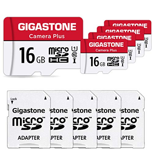 Gigastone マイクロSDカード 16GB フルHD 5個セット SDアダプタ付き ミニ収納ケース付き SDHC U1 C10 85MB/S UHS-I Full HD 動画