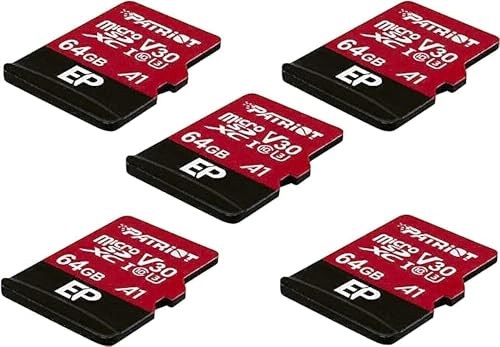 Patriot 64GB A1 / V30 Micro SD Card for Android Phones and Tablets, 4K Video Recording - 5 Pack, Lot of 5