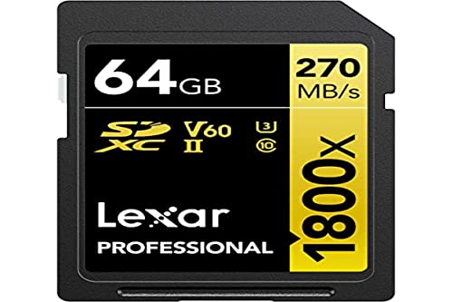Lexar SDカード Professional 1800x SDXCカード 最大読込270MB/秒 書込180MB/秒 UHS-II Class 10 U3 V60 4K Ultra HD 動画撮影 グロー..
