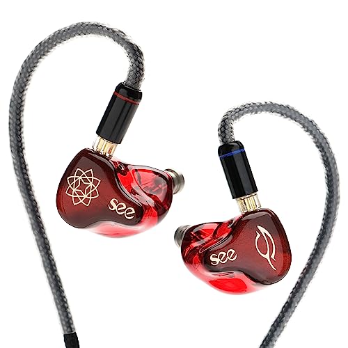 HiFiGo 有線 SeeAudio Bravery AE リミテッド エディション インイヤー モニター、4BA IEM インイヤー イヤホン (SeeAudio Bravery AE Both Red)