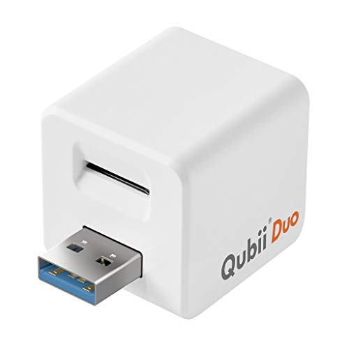 Maktar Qubii Duo USB Type A ホワイト 充電しながら自動バックアップ SDロック機能搭載 iphone バックアップ usbメモリ ipad 容量不足解消 写真 動画 音楽 連絡先 SNS データ 移行 SDカードリーダー 機