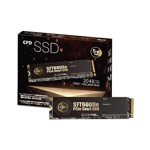 CFD SSD M.2 NVMe SFT6000e シリーズ 3D NAND TLC採用 SSD PCIe Gen4 4 (読み取り最大6000MB/S) M.2-2280 NVMe 内蔵SSD2048GB CSSD-M2L2KSFT6KE 国内メーカ