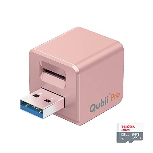 Maktar Qubii Pro [YS[h (microSD 128GBt) [dȂ玩obNAbv iphone usb ipad eʕs ʐ^  y A SNS f[^ ڍs SDJ[h[_[ @ύX MFiF