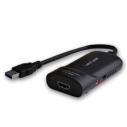 WAVLINK USB 3.0 - HDMIA_v^[ }`fBXvCp 2K (2048x1152) ő6̃j^[ DisplayLinkF OrfIOtBbNXJ[hA_v^[ I[fBI|[gt Windows,Mac OS,C