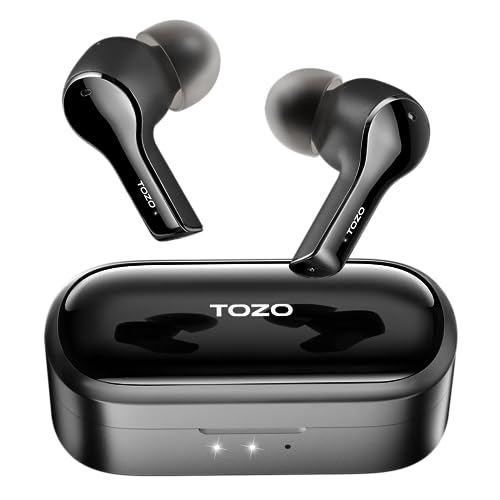 TOZO T9 ワイヤレスイヤホン Bluetooth5.3 ノイズキャンセリング イヤホン 4マイク付き 重低音 軽量充電ケース ワイヤレスType-C急速充電 IPX7防水 ブラック
