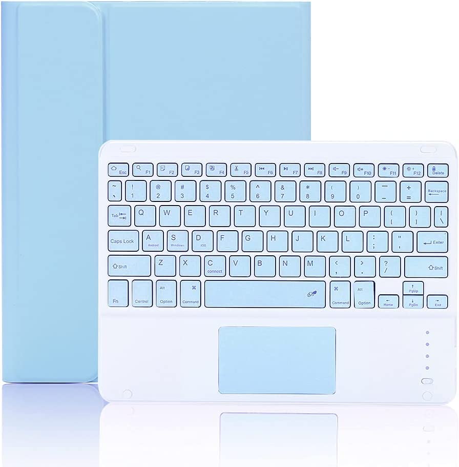 iPad10 キーボードケース 2022秋発売のiPad第十世代10.9インチ Bluetoothキーボードカバー タッチパッド搭載 分離式 Apple pencil収納 スタンド機能 薄型 手帳型 全面保護 お洒落 ブルー