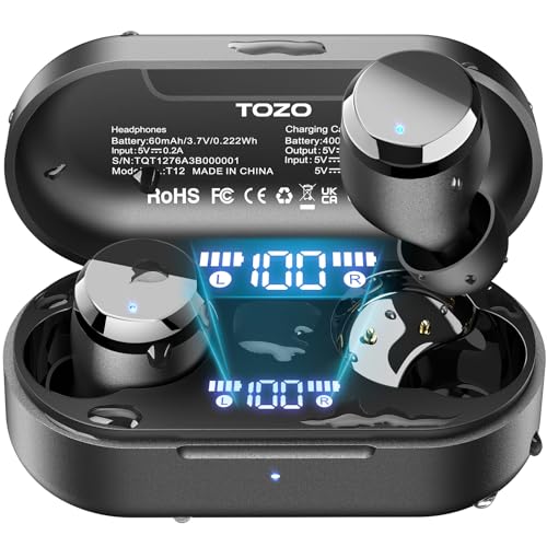 TOZO Tonal Dots (T12) CXCz 2023Vo Bluetooth 5.3 ENC mCYLZO pAv LEDfBXvCdrcʕ\/55ԉyĐ/uڑ/Kȑ/^y/IPX8h iP