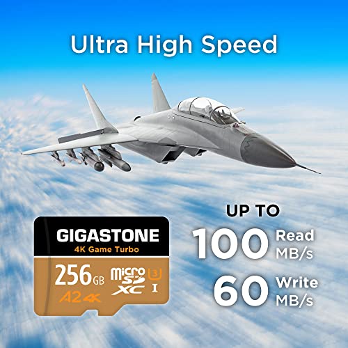 Nintendo Switch 動作確認済 Gigastone マイクロsdカード 256GB, 4K Game Turbo, Switch SDカード 転送速度100/60 MB/s, Full HD 4K UHD撮影, UHS-I A2 V30