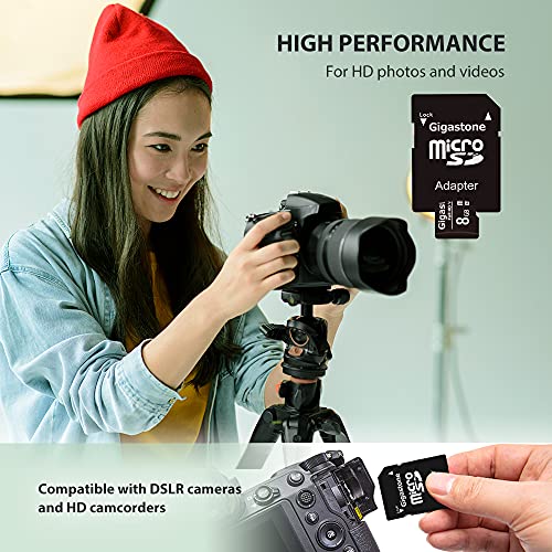 Gigastone 8GB Micro SDカード, Full HD Video対応 監視カメラ アクションカメラ ドローン対応 読み取り速度85MB/s Micro SDHC UHS-I U1 Class 10 (8GB 10個セット)