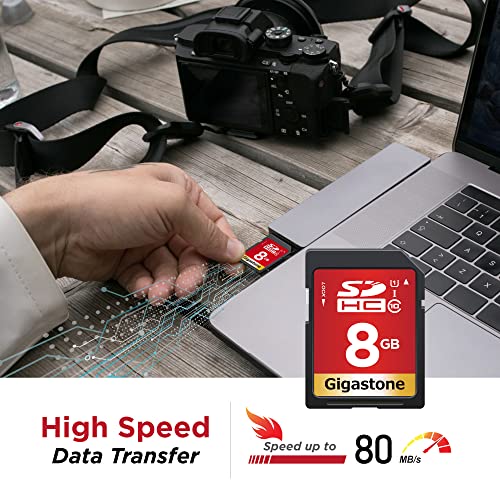 Gigastone 8GB 5枚パック SDカード UHS-I U1 Class 10 SDHC メモリーカード フルHD ビデオ キャノン ニコン ソニー ペンタックス コダックオリンパス パナソニック デジタルカメラ ミニケース5個付き