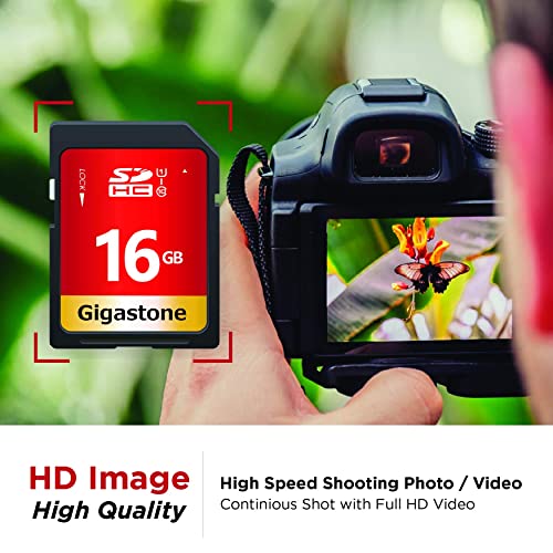 Gigastone 16GB SDカード 10枚セット UHS-I U1 Class 10 SDHC メモリーカード 高速 フルHD ビデオ デジタルカメラ SD card Full HD ミニケース10個付き