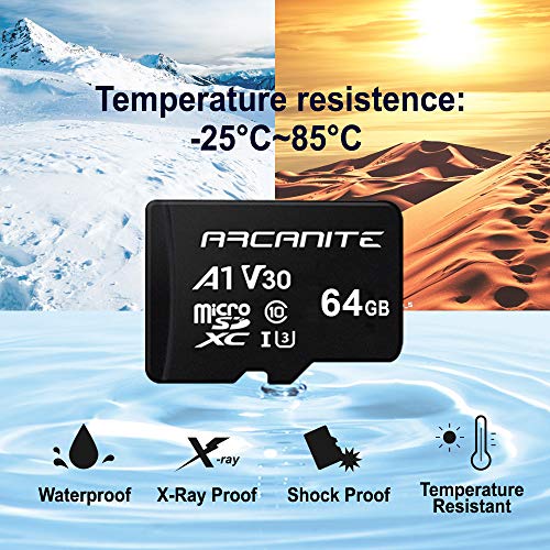 限定 アルカナイト(ARCANITE) 64GB microSDXCカード UHS-I U3, A1, V30, 4K, C10, SDアダプター付 - AKV30A164