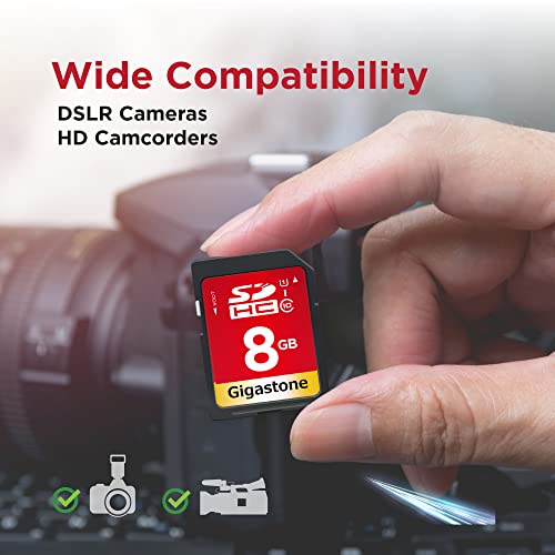 Gigastone 8GB 5枚パック SDカード UHS-I U1 Class 10 SDHC メモリーカード フルHD ビデオ キャノン ニコン ソニー ペンタックス コダックオリンパス パナソニック デジタルカメラ ミニケース5個付き