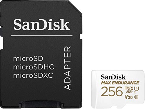 SanDisk 256GB MAX Endurance microSDXC Card with Adapter for Home Security Cameras and Dash cams - C10, U3, V30, 4K UHD, Micro