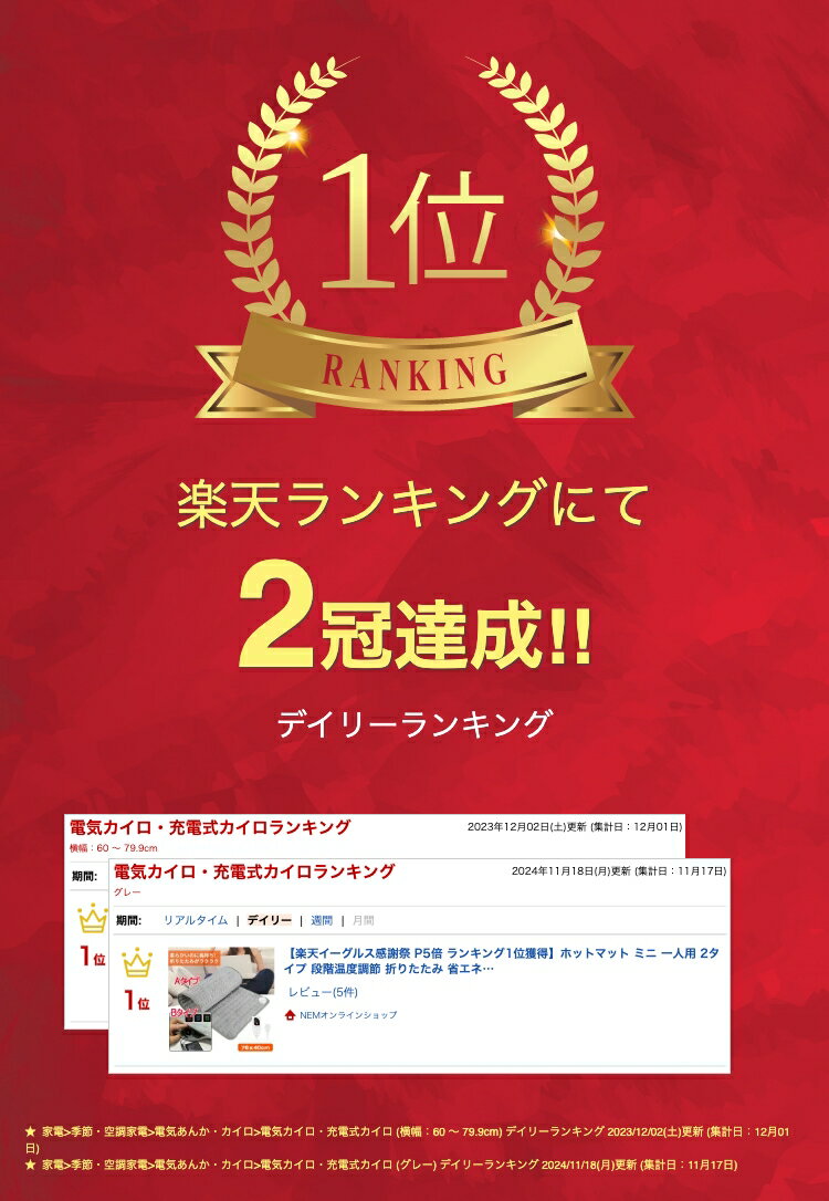 【ランキング2冠達成】ホットマット ミニ 一人用 2タイプ 段階温度調節 折りたたみ 省エネ タイマー機能付き 水洗いOK 電気カーペット 電気マット 電気 カーペット マット オフィス 洗える 足元用 在宅勤務