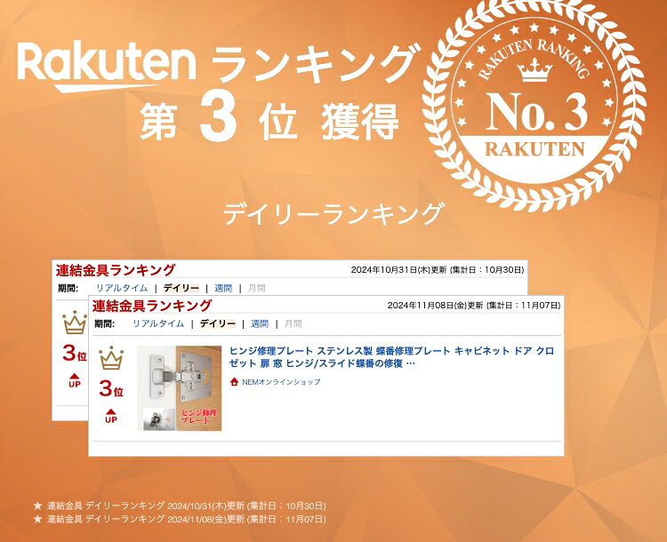 NEMオンラインショップの【マラソン期間限定価格 P5倍】ヒンジ修理プレート ステンレス製 蝶番修理プレート キャビネット ドア クロゼット 扉 窓 ヒンジ/スライド蝶番の修復 固定 DIY 日曜大工 nk1278｜アングル2
