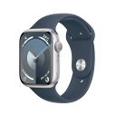 Apple Watch Series 9 GPSモデル - 45mmシルバーアルミニウムケースとストームブルースポーツバンド - M/L