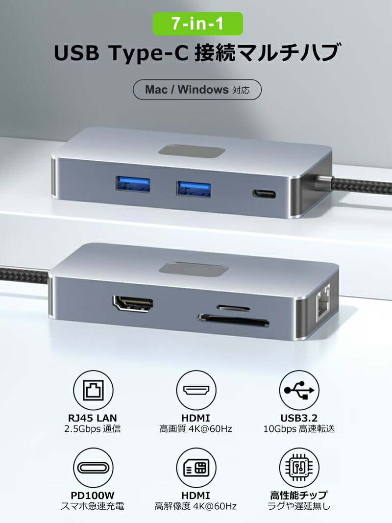 USB Type-C ハブ 7in1 4K@6...の紹介画像2