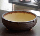 盆栽の鉢 植え替え 盆栽用 陶器鉢 信楽焼鉢 茶鉢 直径18.5cm 鉢底ネット セット済み 盆栽 ぼんさい ボンサイ 鉢