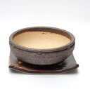 盆栽の鉢 植え替え 盆栽用 陶器鉢 信楽焼鉢 茶鉢 直径15cm・受皿(15.5cm)セット 鉢底ネット セット済み 盆栽 ぼんさい ボンサイ 鉢