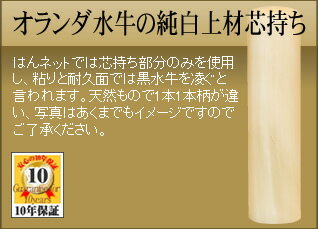 ◆実印・男性用◆手彫り◆開運◆保証付◆　オランダ水牛の純白上材芯持ち　φ16.5mm【smtb-TD】【tohoku】