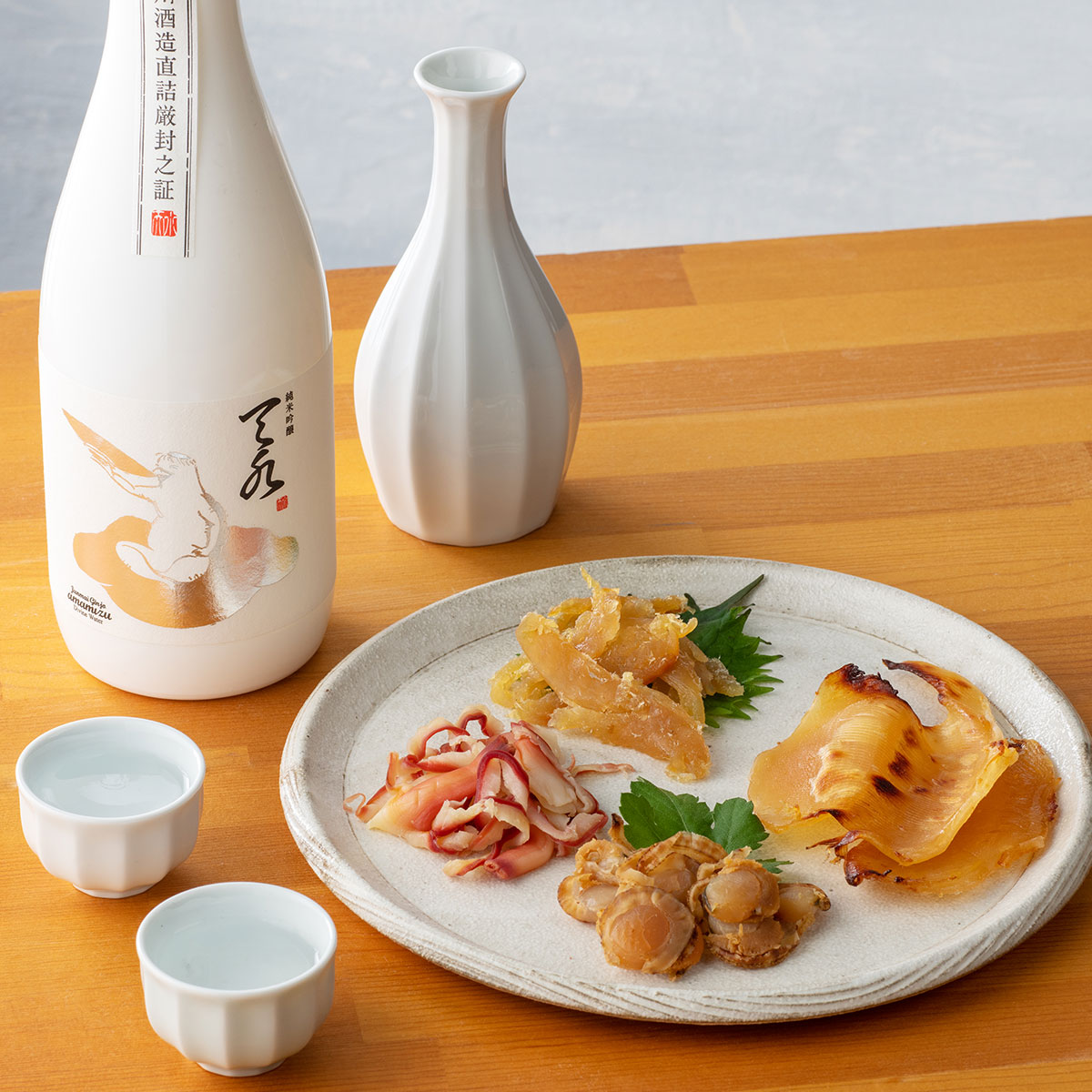 珍味セット 日本酒 おつまみセット 純米吟醸【amamizu】720ml×清酒漬け珍味4種セット 母の日 退職祝い ギフト プレゼント 男性 女性 上司【新潟地酒 誕生日 内祝い お返し 結婚祝い 送料無料 】【あす楽】