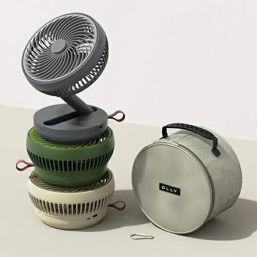 OLLY FOLDING FAN 扇風機 卓上 折りたたみ 風量4段階 携帯用ポーチ付き USB充電式 4400mh BLDCモーター 空気循環 静音 小型扇風機 ミニ扇風機 USB扇風機 キャンプ 携帯扇風機 車 卓上 吊り下げ手持ち 巻き付け