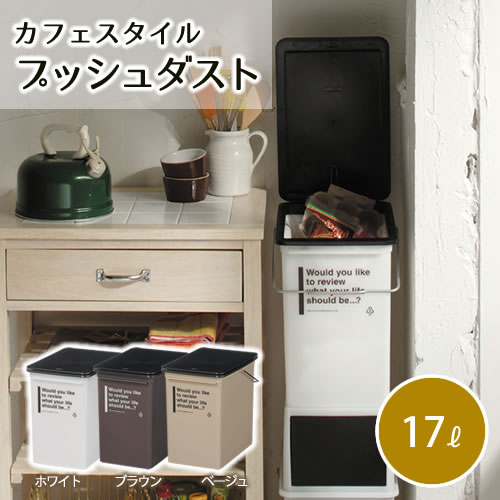 プッシュダスト 浅 容量17L カフェスタイル CFS-09 ふた付き ゴミ箱 ごみ箱 ダストBOX くずかご ダストボックス ごみばこ 資源ゴミ おしゃれ i32 kd1