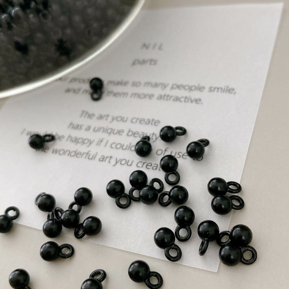 [ 20pcs ] ボール チャーム 4mm [ ブラック ] アクセサリーメタル 丸玉チャーム 珠 アジャスターパーツ