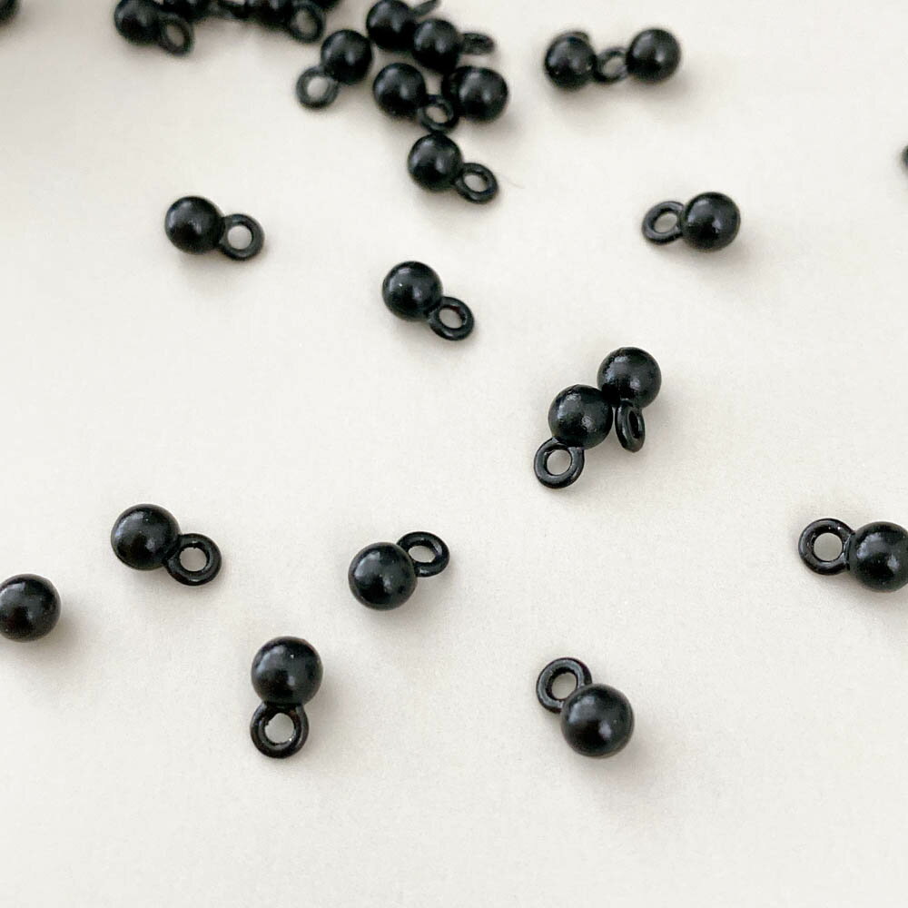 [ 20pcs ] ボール チャーム 4mm [ ブラック ] アクセサリーメタル 丸玉チャーム 珠 アジャスターパーツ
