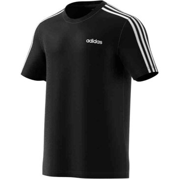 アディダス メンズ エッセンシャルズ 3ストライプス 半袖Tシャツ ブラック 送料無料