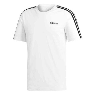 アディダス メンズ エッセンシャルズ 3ストライプス 半袖Tシャツ ホワイト 送料無料