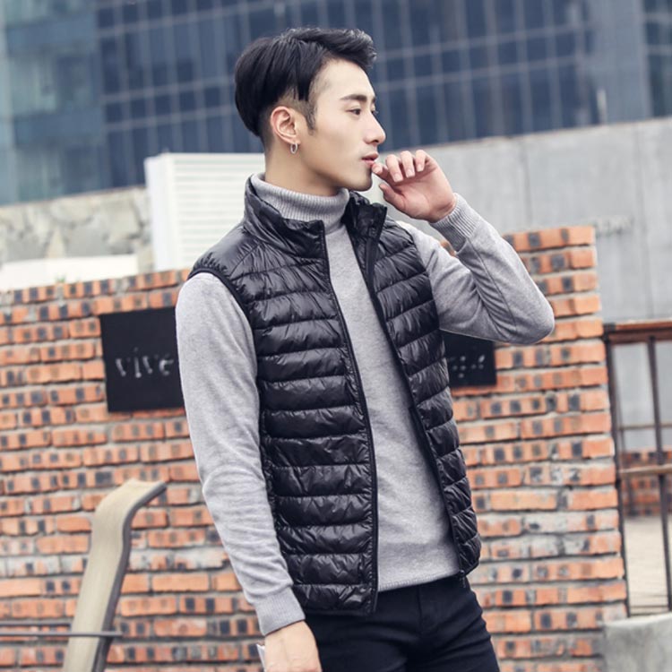 ダウンベスト メンズ リアルダウン ベスト メンズ トップス 薄型 アウター 冬服 シレ加工立ち襟 スタンドカラー メンズ ベスト ダウン ジャケット インナーダウン