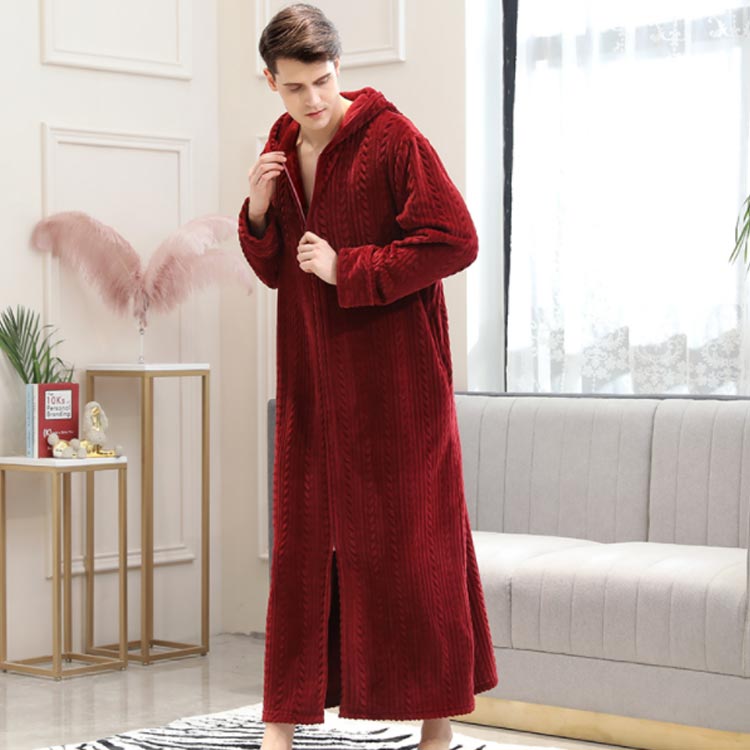 フード付き バスローブ ジップアップ ガウン もこもこ 男女兼用 大きいサイズ マキシ丈 着る毛布 ナイトウェア 部屋着 ルームウェア 秋冬 防寒